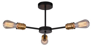 Lampa sufitowa czarna/patyna potrójna +żarówki 3x60W Goldi 33-55750