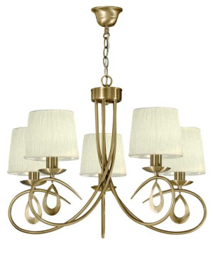 Lampa wisząca patyna / kremowy abażur tkany 5x40W Arnika Candellux 35-21694