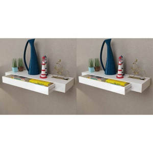 Lumarko Półki wiszące z szufladami, 2 szt., białe, 80 cm