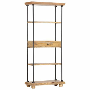 Lumarko 5-poziomowy regał, 80x35x180 cm, lite drewno mango i stal