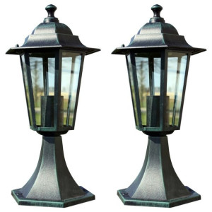 Lumarko Lampy ogrodowe, 2 szt., ciemnozielone/czarne, aluminium