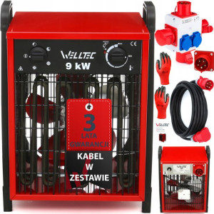 Nagrzewnica Elektryczna Welltec Ehi90 - 9kw + Kabel 2m