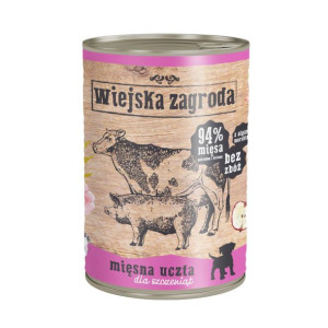 Wiejska Zagroda Mięsna Uczta 400g Puszka - Mokra Karma Dla Szczeniąt , 94%