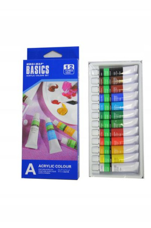 Farby AKRYLOWE ATESTOWANE BASICS 12 szt. po 12 ml