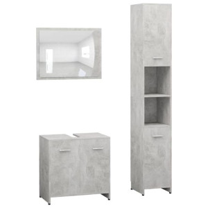 3-częściowy zestaw mebli łazienkowych, szarość betonu, płyta