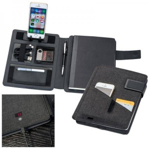 Folder z power bankiem LENO Czarny