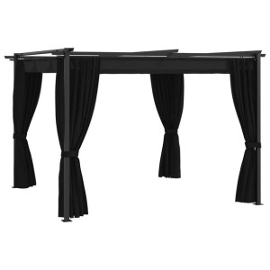 Altana ogrodowa z zasłonami, 3 x 3 m, antracytowa, stal