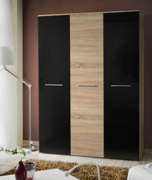  Szafa 3d 135cm sonoma + Czarny połysk BIK AM