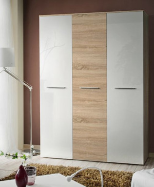  Szafa 3d 135cm sonoma + Biały połysk BIK AM