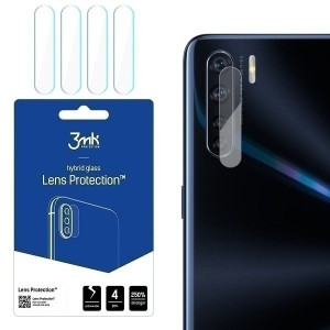 Szkło hybrydowe na obiektyw aparatu 3MK Lens Protection Oppo A91 [4 PACK]