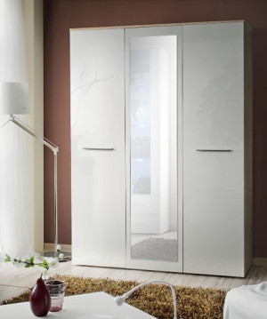  Szafa 3d 135cm Biały połysk + lustro BIK AM