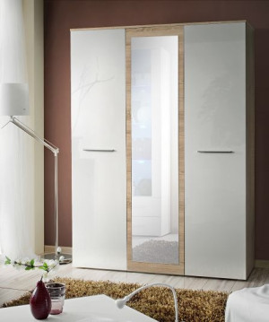  Szafa 3d 135cm Biały połysk + lustro BIK AM