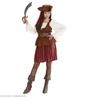 Strój Piratki Piratka Bordowa Piracki 6 El. - L
