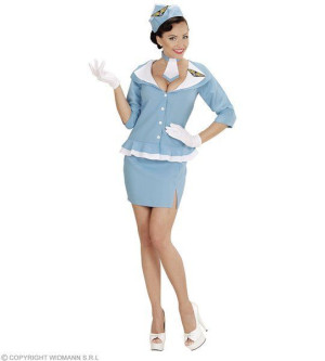 Strój Stewardessy Retro Błękit - L