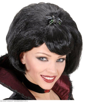 Peruka Czarna Wdowa Z Pająkiem Vamp Halloween