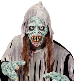 Maska Gumowa Lateksowa Zombie Z Włosami Halloween