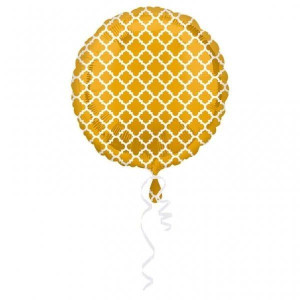 Balon Foliowy Okrągły Złoto-biały Wzory 43 Cm