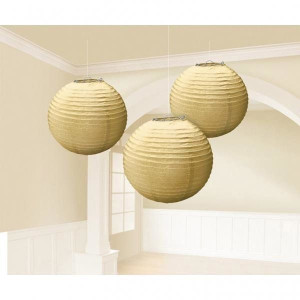 Lampion Papierowy Złoty 24 Cm 3 Sztuki Dekoracja