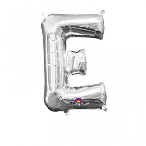 Balon Foliowy 20cm X 33cm Litera E Słomka Srebrny