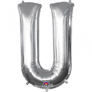 Balon Foliowy Litera U 20x33 Słomka Srebrny