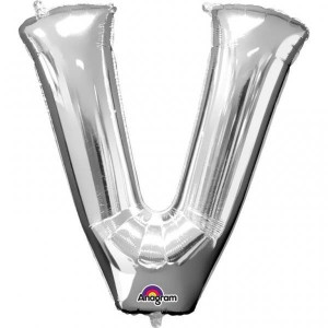 Balon Foliowy Litera V Srebrna 27x33 Słomka