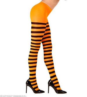 Rajstopy Czarno-pomarańczowe Wiedźmy Halloween - Xl