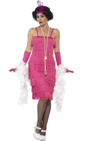 Strój Retro Lata 20 Flapper Różowy Elegancka - Xl
