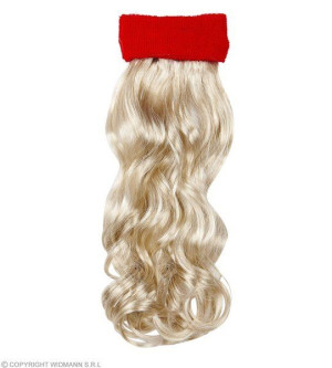 Opaska Czerwona Z Kręconymi Włosami Blond Lata 80