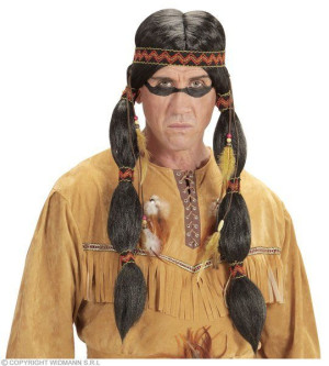 Peruka Czarna Indianin+opaska Indianina Indiańska