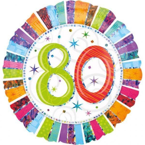 Balon Foliowy 80 Urodziny 80-tka Kolorowy 45cm