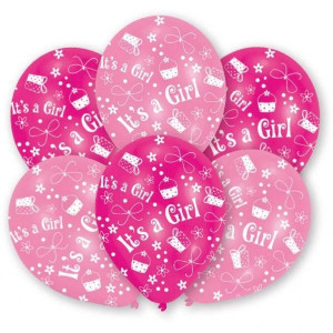 Balony It's A Girl Dziewczynka Różowy 27,5cm 6 Szt