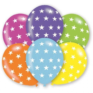 Balony Lateksowe Gwiazdki 27,5cm Mix Kolorów 6szt