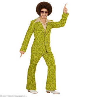 Strój Hipis Lata 70 Groovy Zielony Disco - S