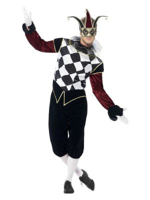 Strój Wenecki Harlequin Pierrot Błazen Pajac - M