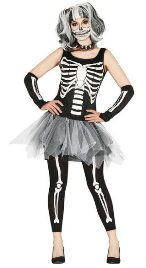 Strój Pani Szkielet Kościotrup Tutu Halloween - M