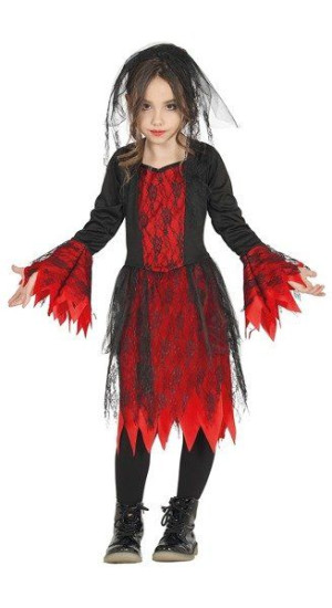 Strój Mała Gotka Czerwono-czarna Halloween - 104