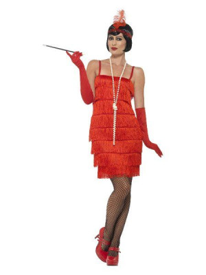 Strój Retro Lata 20 Flapper Sukienka Frędzle - L