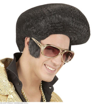 Peruka Elvis Elvisa Król Rocka Czarna Bokobrody
