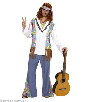 Strój Hippis Hipisa Woodstock Błękitny Kwiaty - Xxl