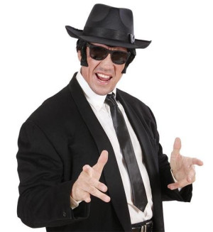 Krawat Czarny Satynowy Gangstera Blues Brothers