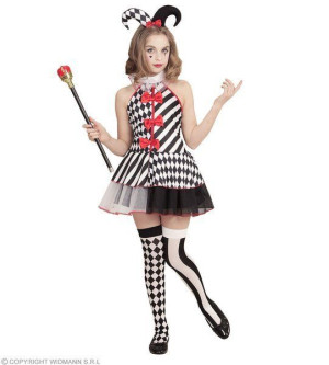 Strój Harley Quinn Arlekin Błazen Pierrot - 140