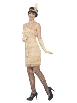 Strój Retro Lata 20 Flapper Złota - S
