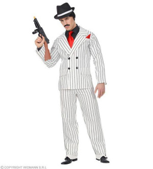 Strój Gangster W Paski Biały Garnitur Gangsta - S