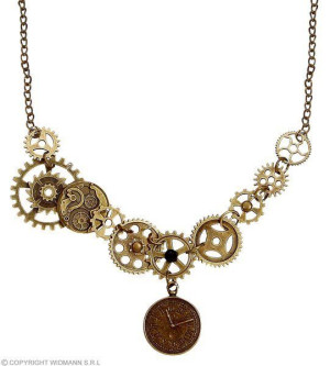 Naszyjnik Steampunk Maszyna Parowa Koła Zębate