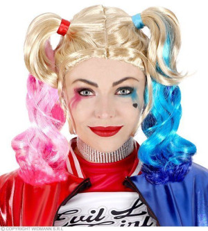 Peruka Harlequin Kitki Blond Dwa Kolory Halloween