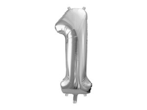 Balon Foliowy Cyfra 1 Urodziny Srebrny 86cm