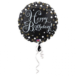 Balon Foliowy 45 Cm Happy Birthday Czarny Urodziny