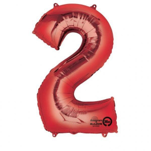 Balon Foliowy Cyfra 2 Czerwona 83 Cm Urodziny