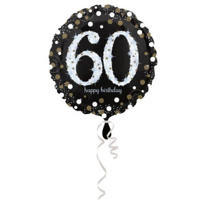 Balon Foliowy 45cm 60 Happy Birthday Czarny