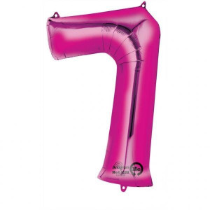 Balon Foliowy 55x88cm Cyfra 7 Różowa Urodziny